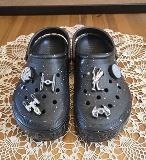 Star Wars X Crocs Clogs - Black Galaxy Print And Themed Jibbitz Size M-7 W-9
